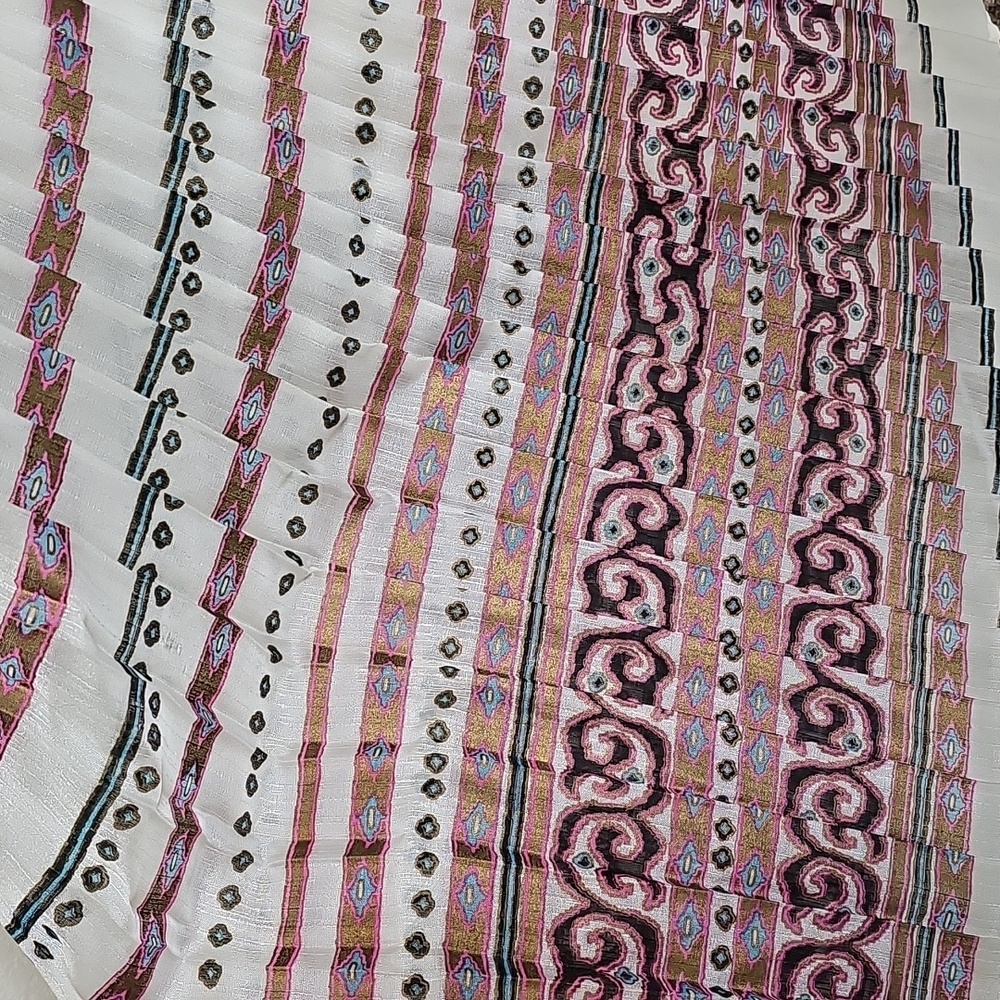 Vintage Alfred Shaheen 70s Hostess Dress Long Sleeve Maxi Custom Print Ivory 6/8 - Picture 9 of 14